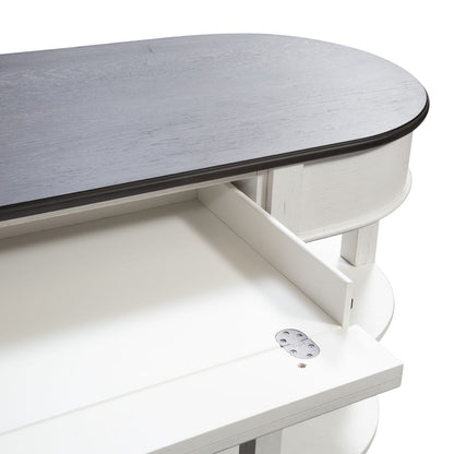 Allyson Park - Optional L Shaped Desk Set - Wirebrushed White / Charcoal