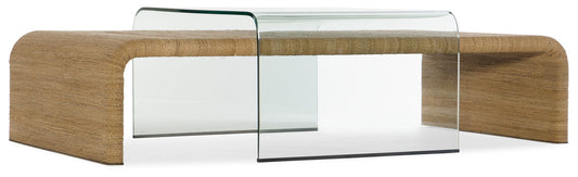 Amani - Rope And Glass Cocktail Table - Light Brown