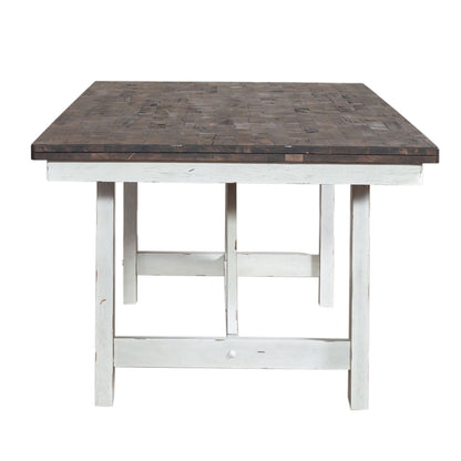 Farmhouse - Fixed Top Trestle Table - Two Tone White / Wood Tone