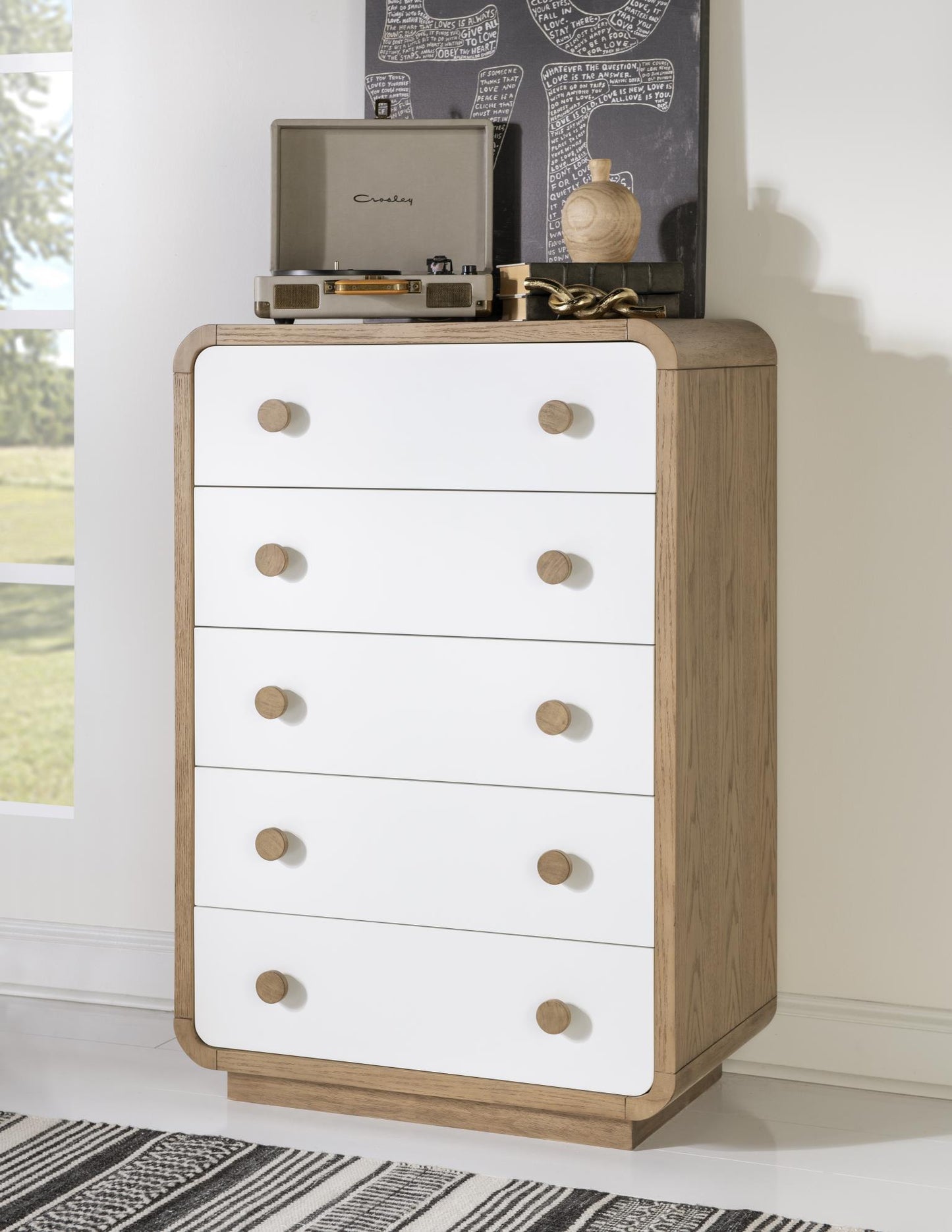 Margot - 5 Drawer Chest - Desert Oak And Cloud White