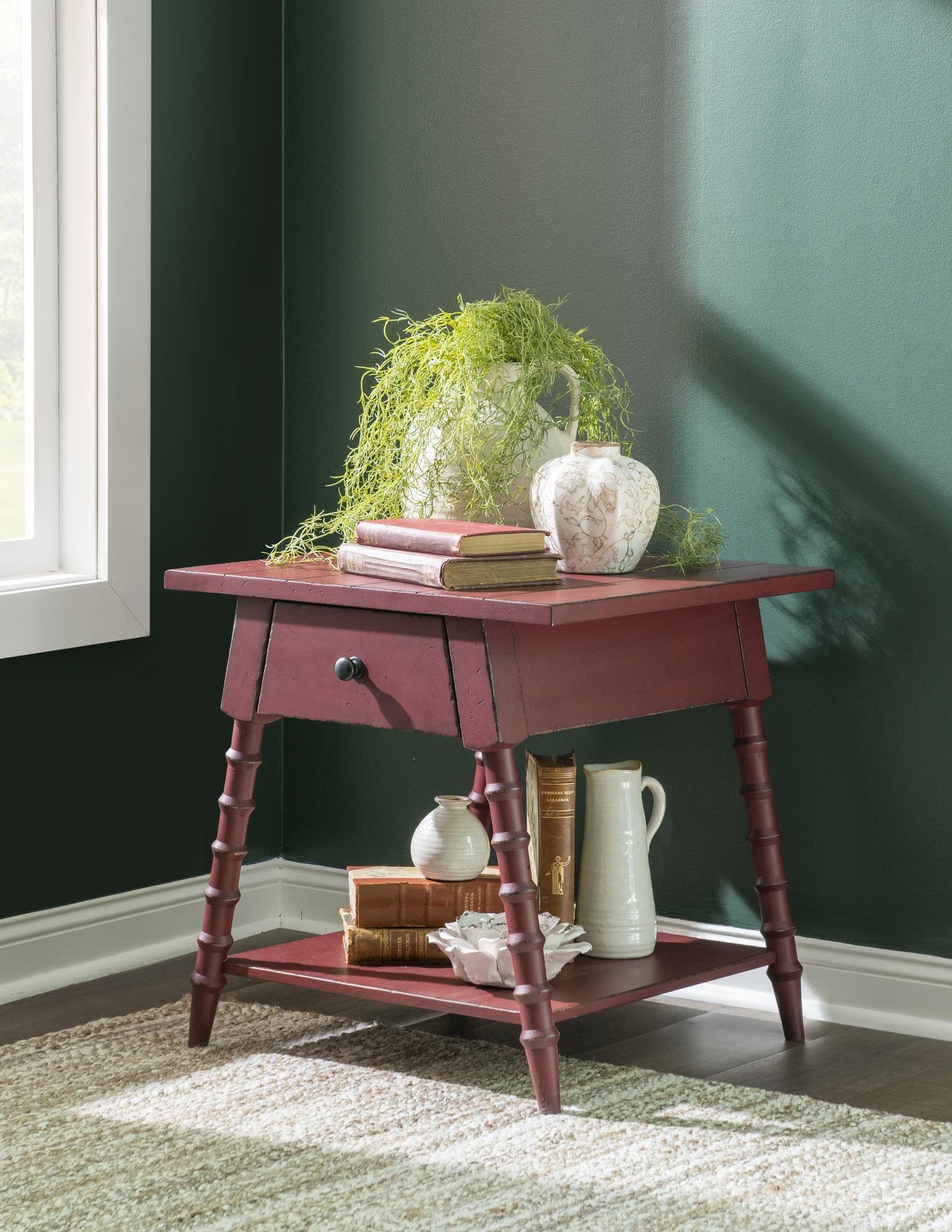 Vintage Market - Splayed Bobbin Leg 1 Drawer End Table