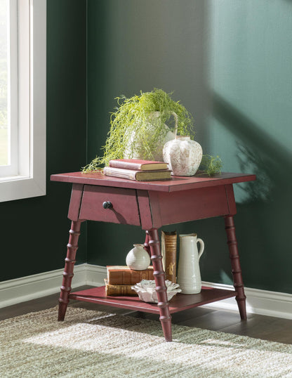 Vintage Market - Splayed Bobbin Leg 1 Drawer End Table