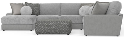 Canyon - 4 Piece Sectional With Cuddler Seat Cushions, Included Accent Pillows And Cocktail Ottoman (Left Side Facing Chaise) - Platinum