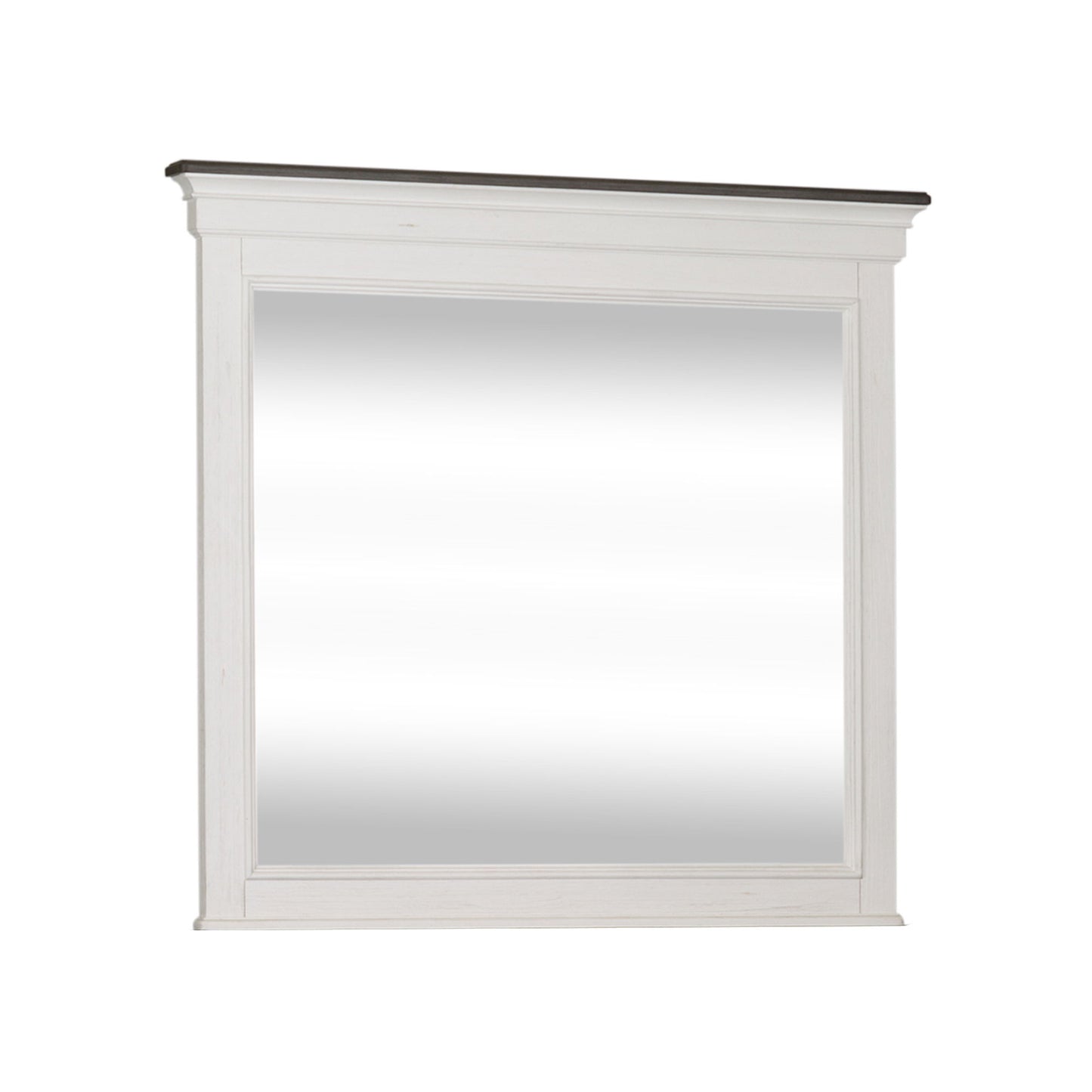 Allyson Park - Crown Mirror - Wirebrushed White / Charcoal