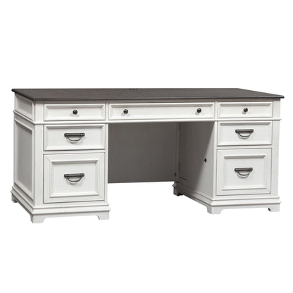 Allyson Park - Desk - Wirebrushed White / Charcoal