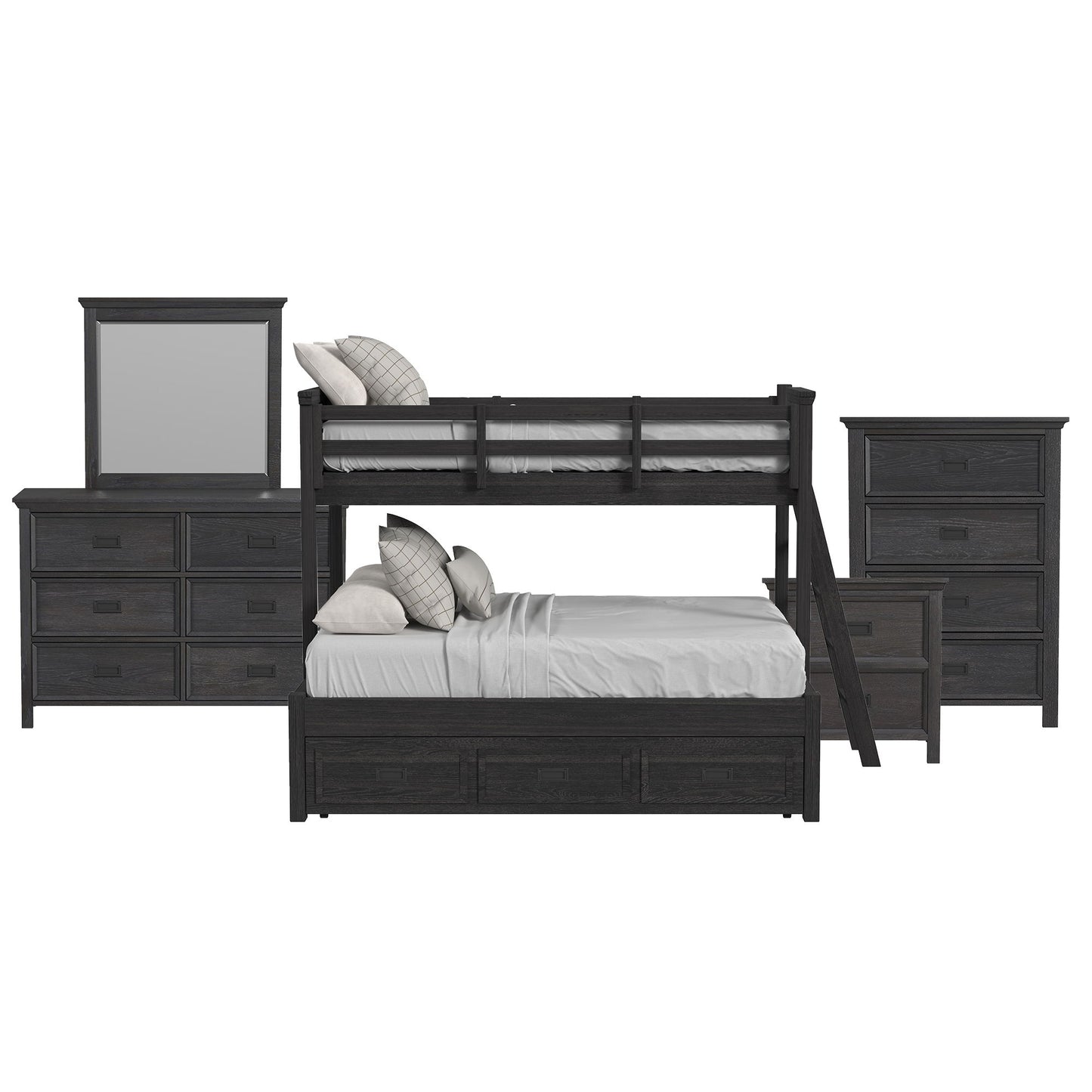 Hampton Kids - Bunk With Ladder And Trundle Bedroom Set