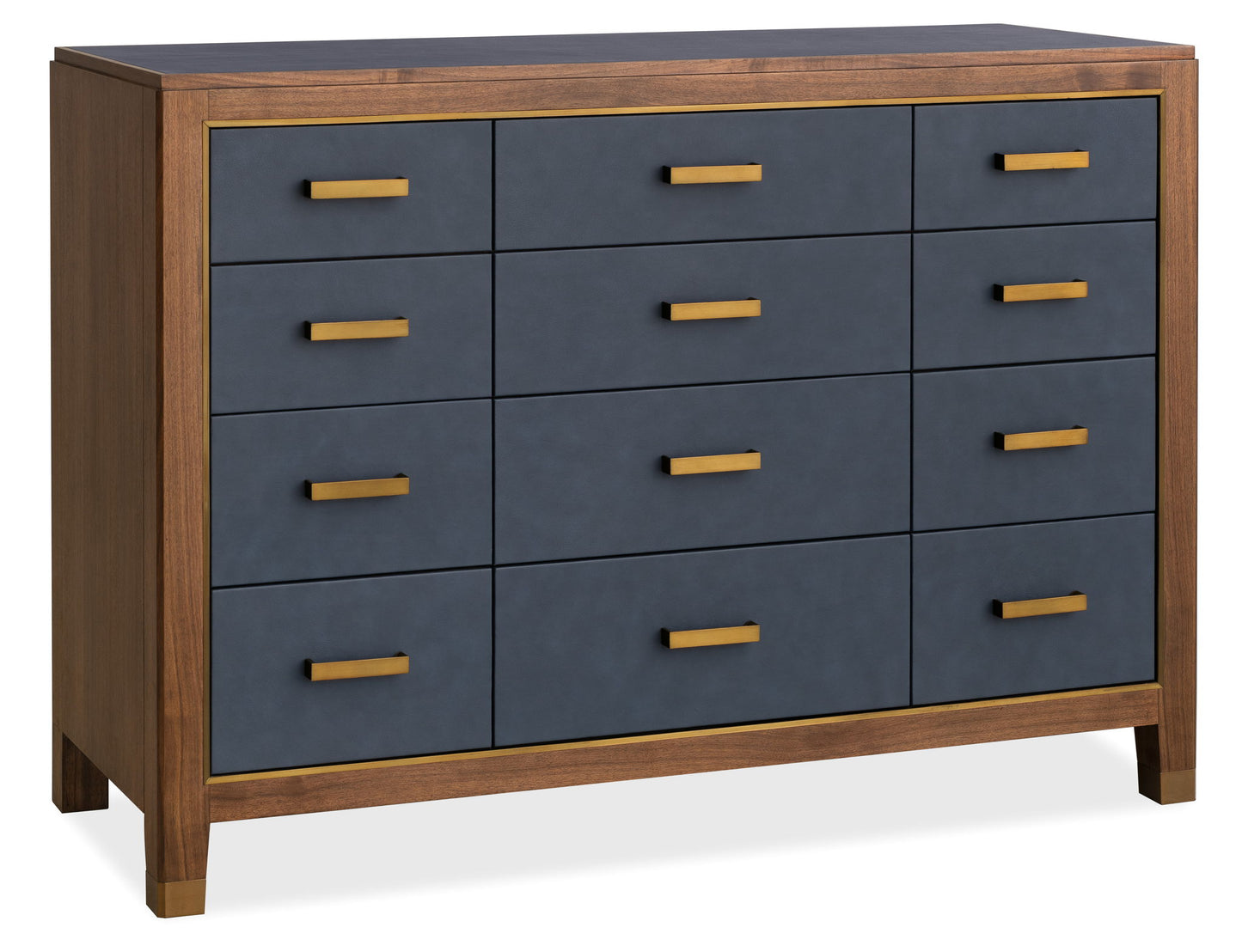 Melange - Geneva Accent Drawer Chest - Blue / Medium Walnut
