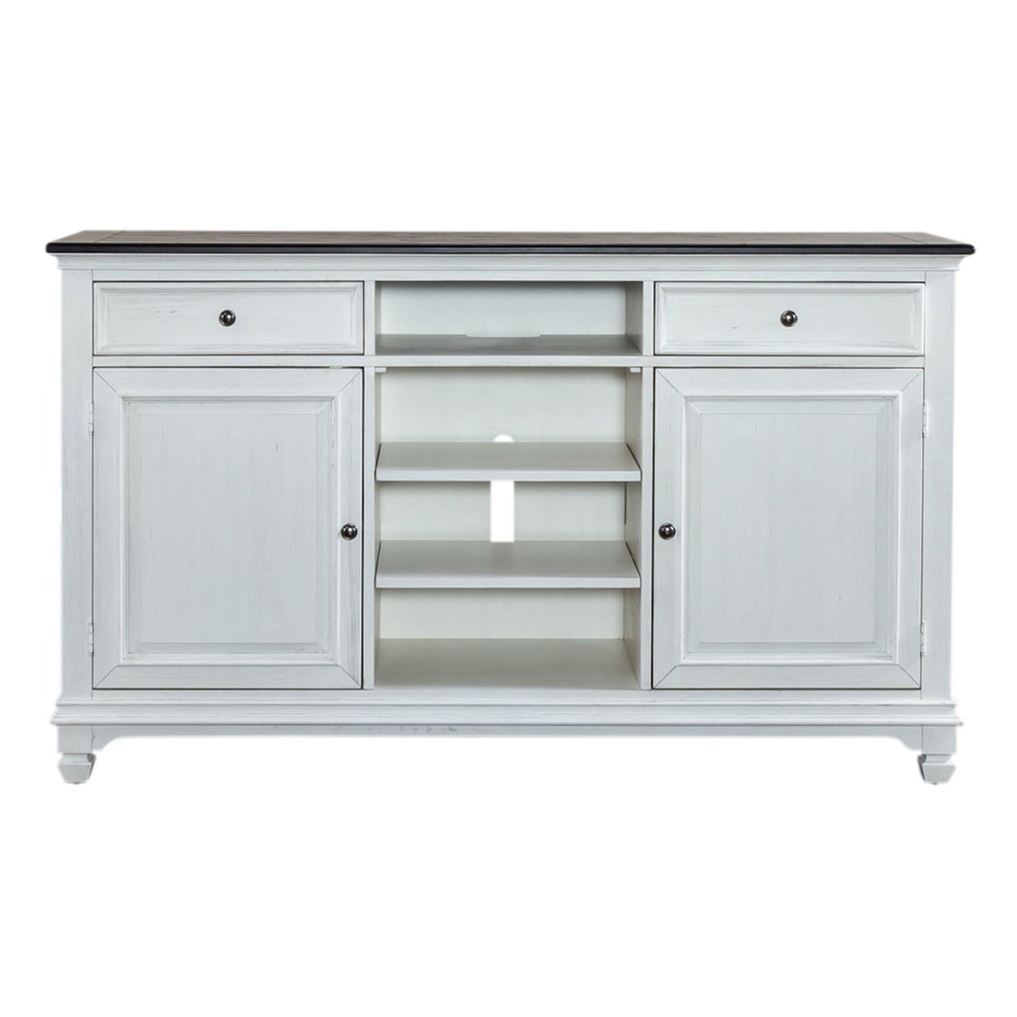 Allyson Park - 68" Highboy TV Console - Wirebrushed White / Charcoal