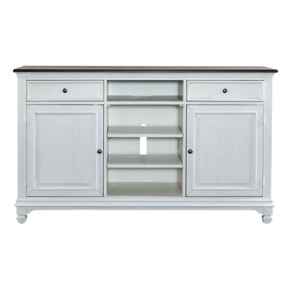 Allyson Park - 68" Highboy TV Console - Wirebrushed White / Charcoal