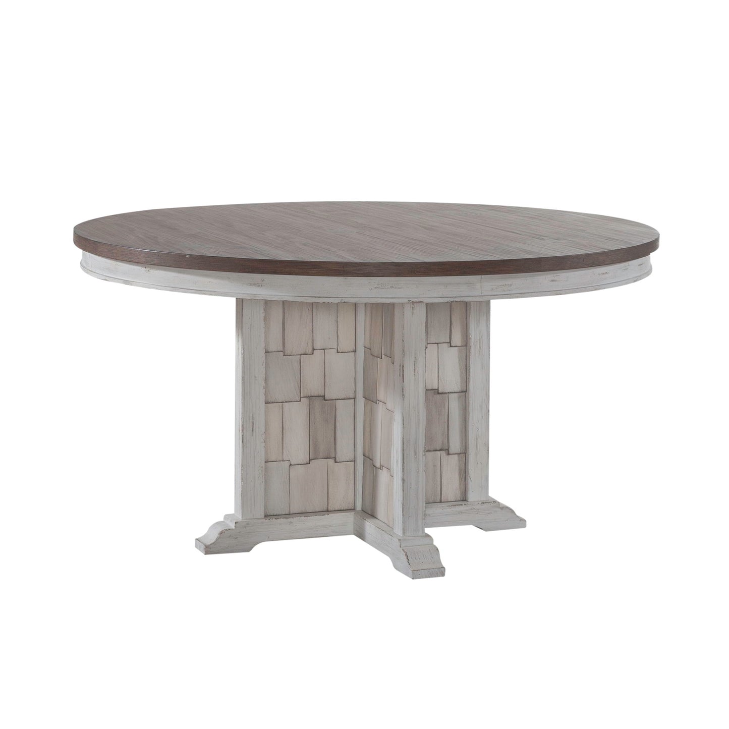 River Place - Pedestal Table - Riverstone White & Tobacco