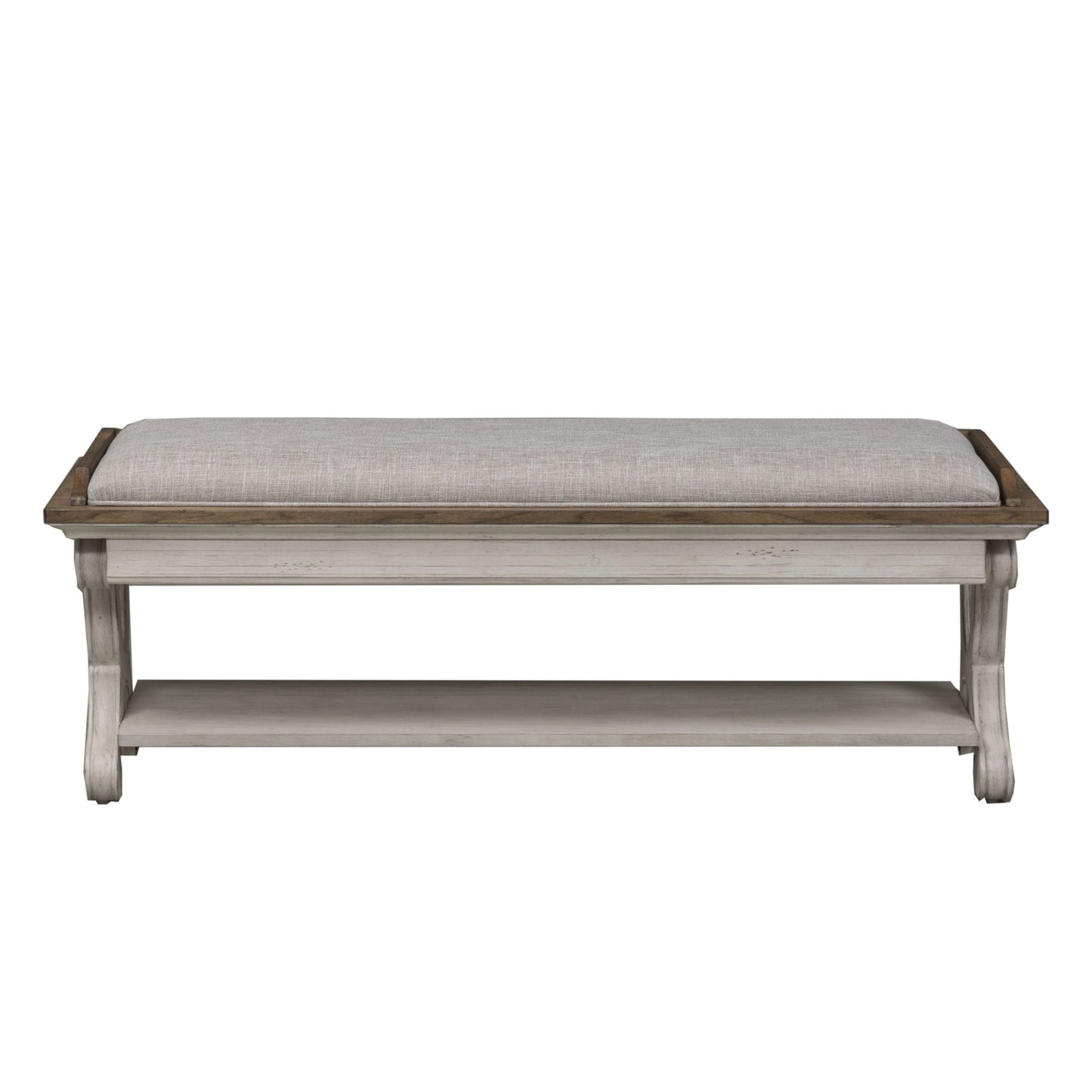 Farmhouse Reimagined - Bed Bench - Antique White / Chestnut Tops