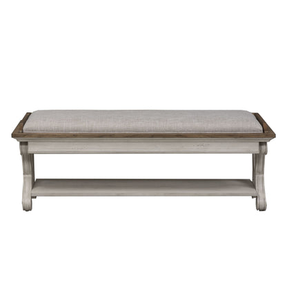 Farmhouse Reimagined - Bed Bench - Antique White / Chestnut Tops