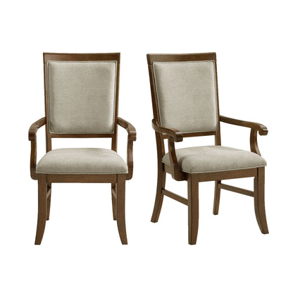 Phillipe - Dining Arm Chair With Fabric (Set of 2) - Cherry And Gray