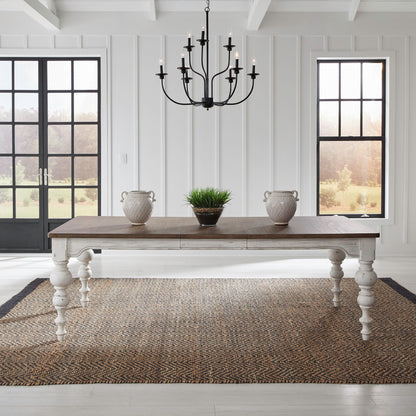 River Place - Rectangular Leg Table - Riverstone White & Tobacco