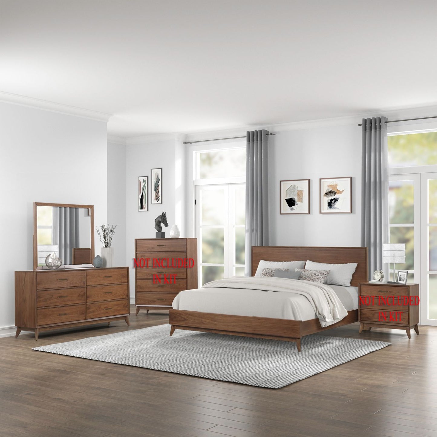 Century Modern - Dresser & Mirror - Walnut