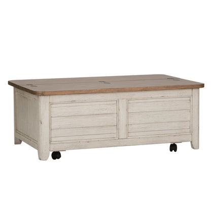 Farmhouse Reimagined - Storage Trunk - Antique White / Chestnut Tops