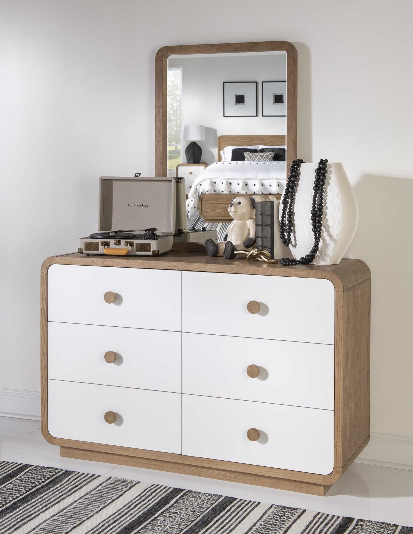 Margot - Beveled Mirror - Desert Oak And Cloud White