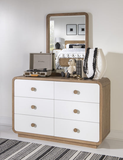 Margot - Beveled Mirror - Desert Oak And Cloud White
