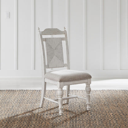 River Place - Panel Back Side Chair - Riverstone White & Tobacco