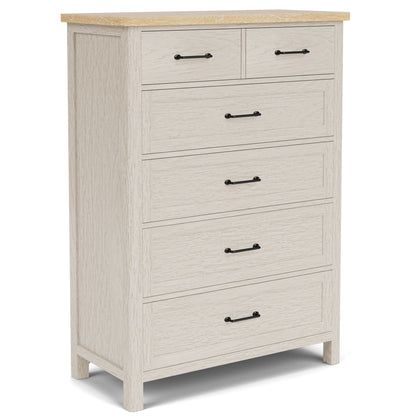 Glenndale - Five Drawer Chest - Aged White / Wheat