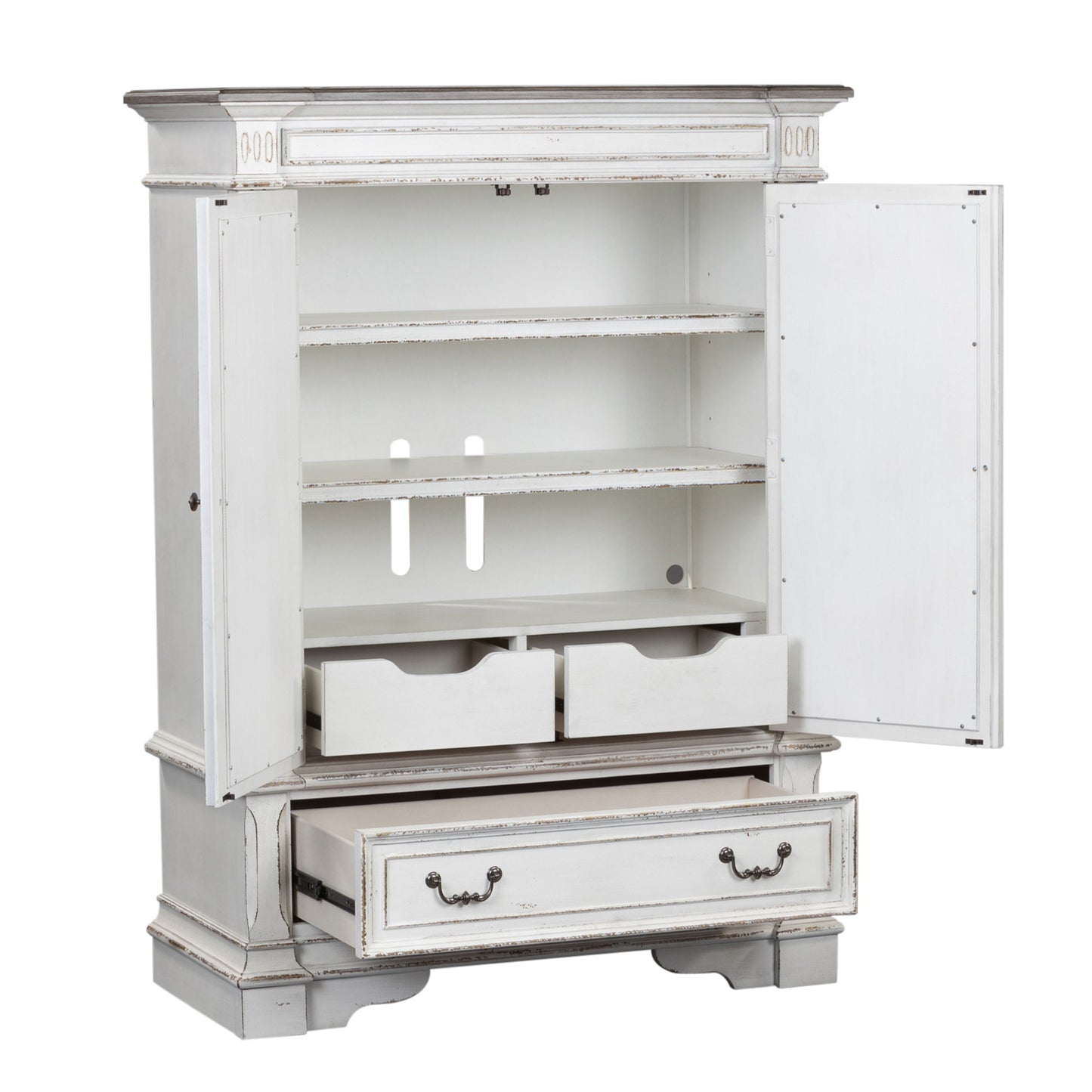 Abbey Park - Mirrored Door Chest - Antique White