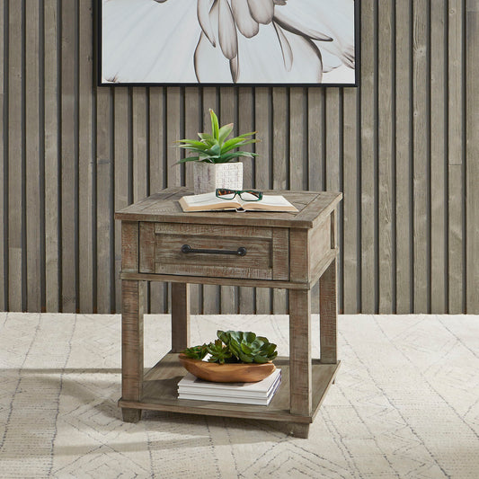 Parkland Falls - Rectangular End Table - Weathered Taupe