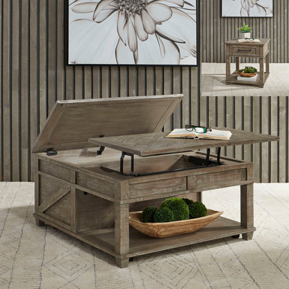 Parkland Falls - 3 Piece Table Set (1 Lift Top Cocktail Table 2 End Tables) - Weathered Taupe