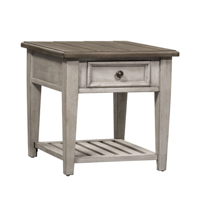 Heartland - Drawer End Table - Antique White / Tobacco Tops