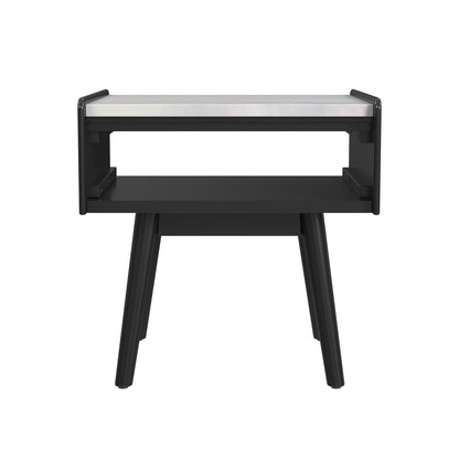 Lanette - End Table With White Marble Top - Black