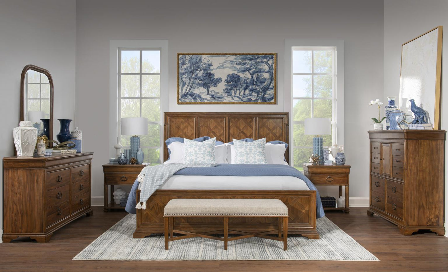 Echelon - Upholstered Bed Bench - Heritage Walnut