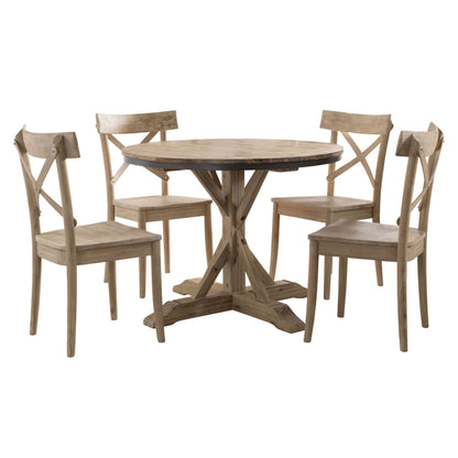 Callista - Round Standard Height 5 Piece Dining Set (Table And Four Chairs) - Beach