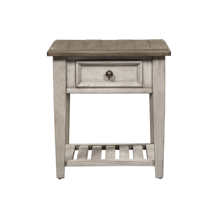 Heartland - Drawer End Table - Antique White / Tobacco Tops
