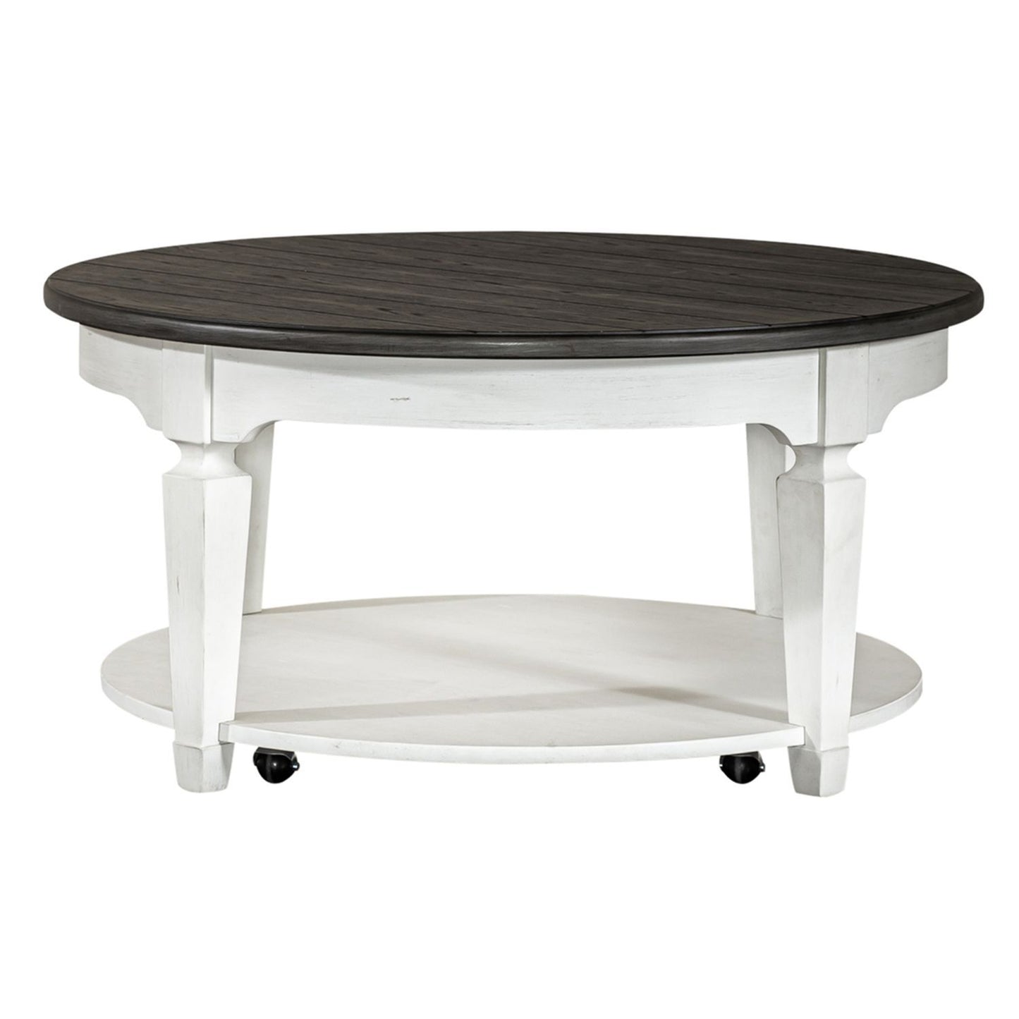 Allyson Park - Round Cocktail Table - Wirebrushed White / Charcoal