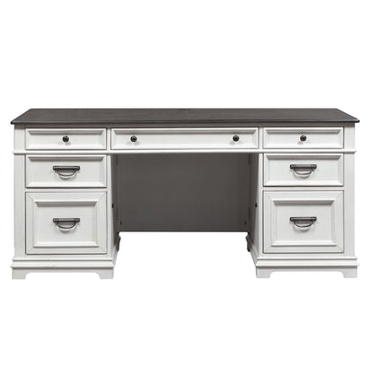 Allyson Park - Desk - Wirebrushed White / Charcoal