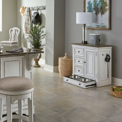 Magnolia Manor - Pet Feeder Cabinet - Antique White