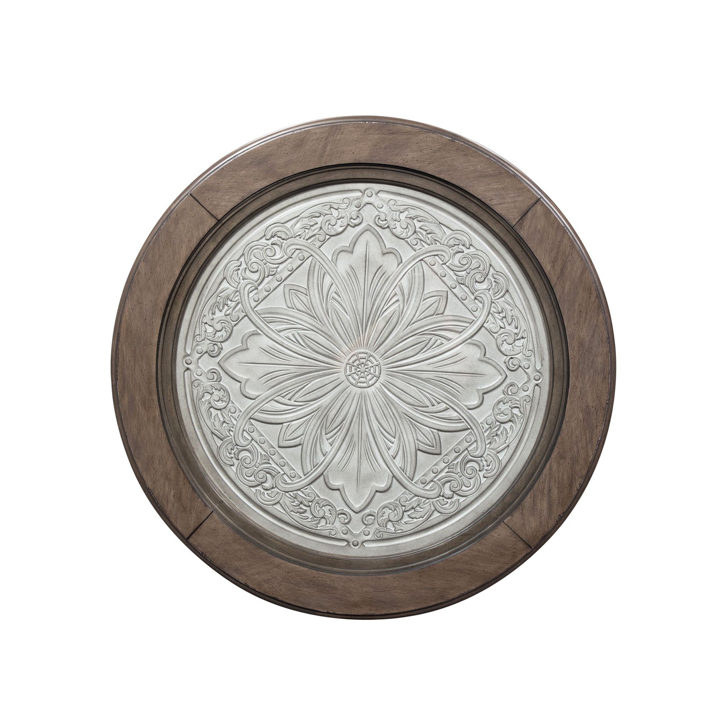 Heartland - Round Ceiling Tile Cocktail Table - Antique White / Tobacco Tops