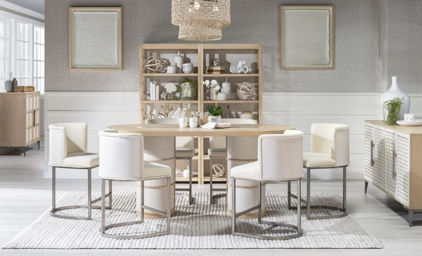 Biscayne - Double Pedestal Counter Height Table - Beige