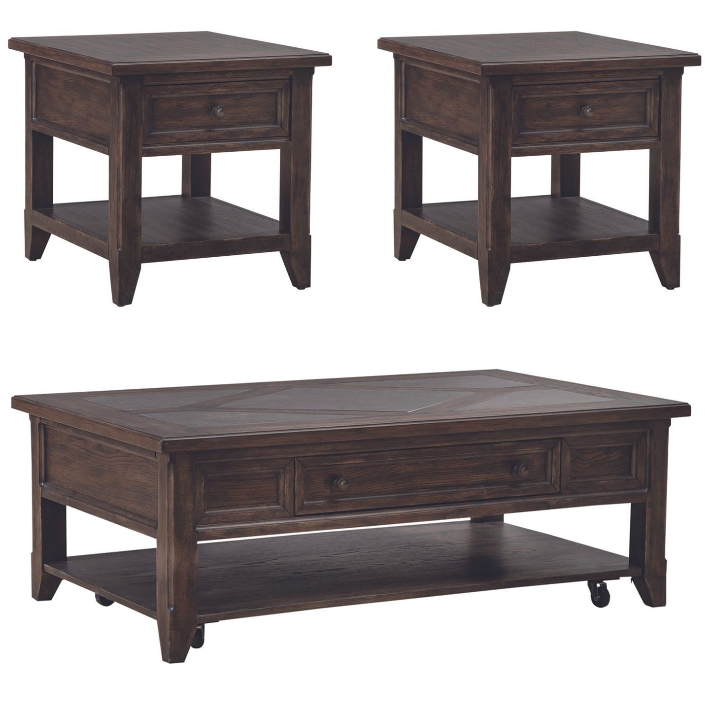 Paradise Valley - 3 Piece Table Set - Saddle Brown