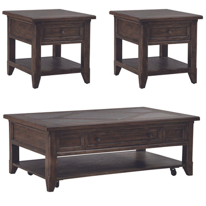 Paradise Valley - 3 Piece Table Set - Saddle Brown