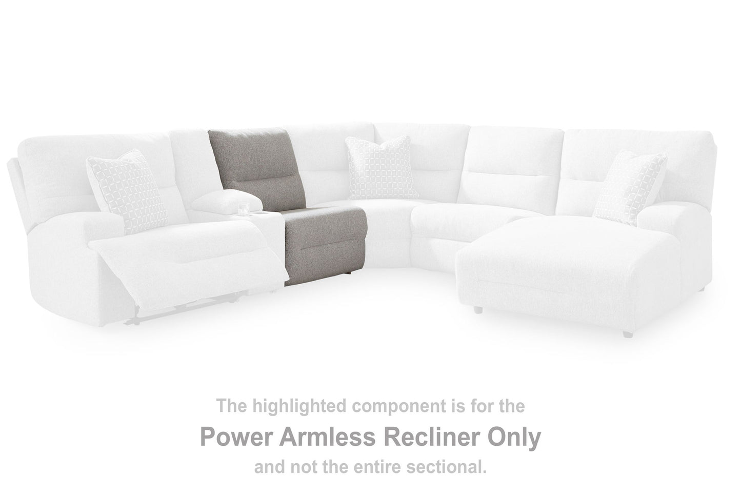 Acklen Place - Power Armless Recliner With Adj Headrest - Pewter