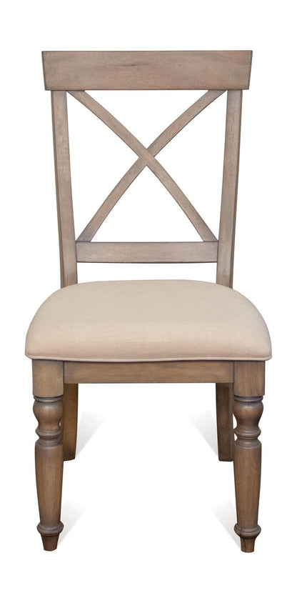 Aberdeen - X - Back Upholstered Side Chair (Set of 2) - Weathered Driftwood