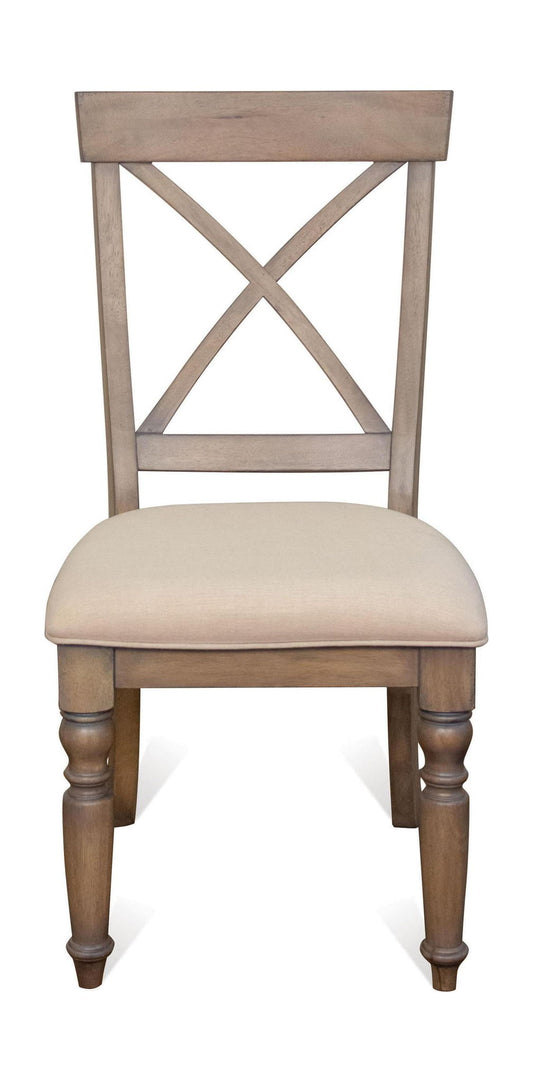 Aberdeen - X - Back Upholstered Side Chair (Set of 2) - Weathered Driftwood