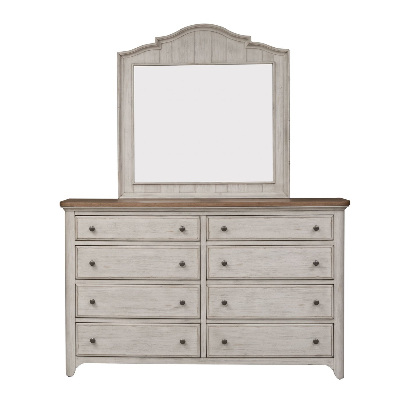 Farmhouse Reimagined - Mirror - Antique White / Chestnut Tops