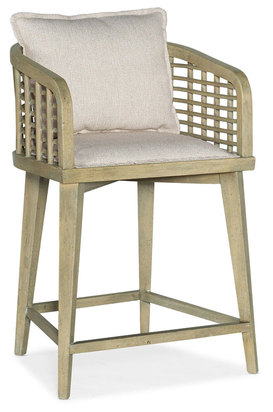 Surfrider - Barrel Back Counter Stool - Beige / Light Brown