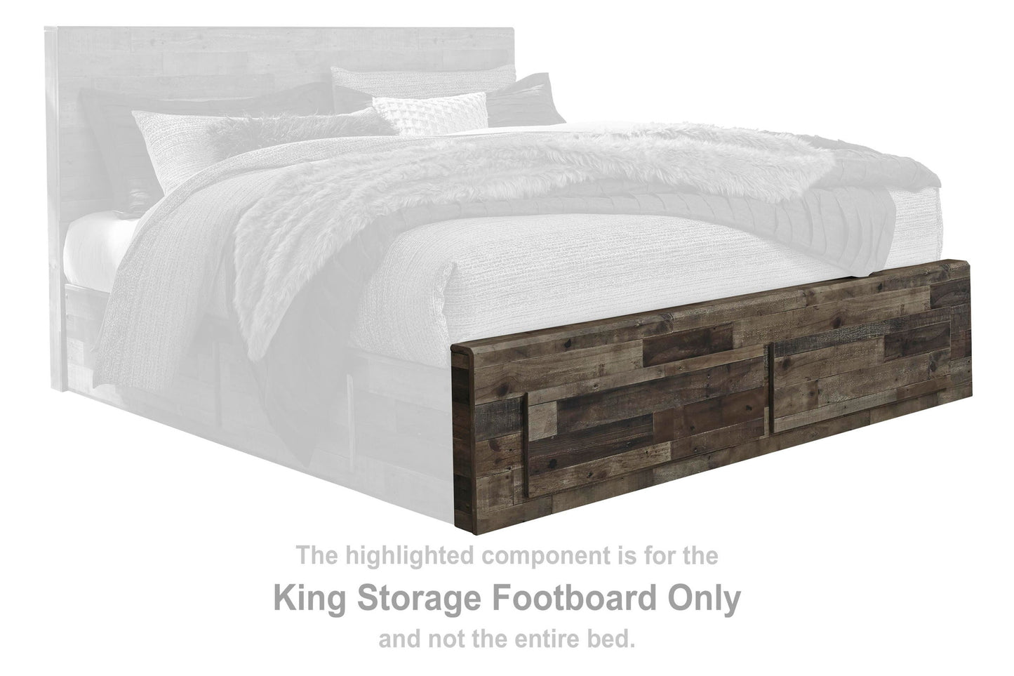 Derekson - King Storage Footboard - Multi Gray