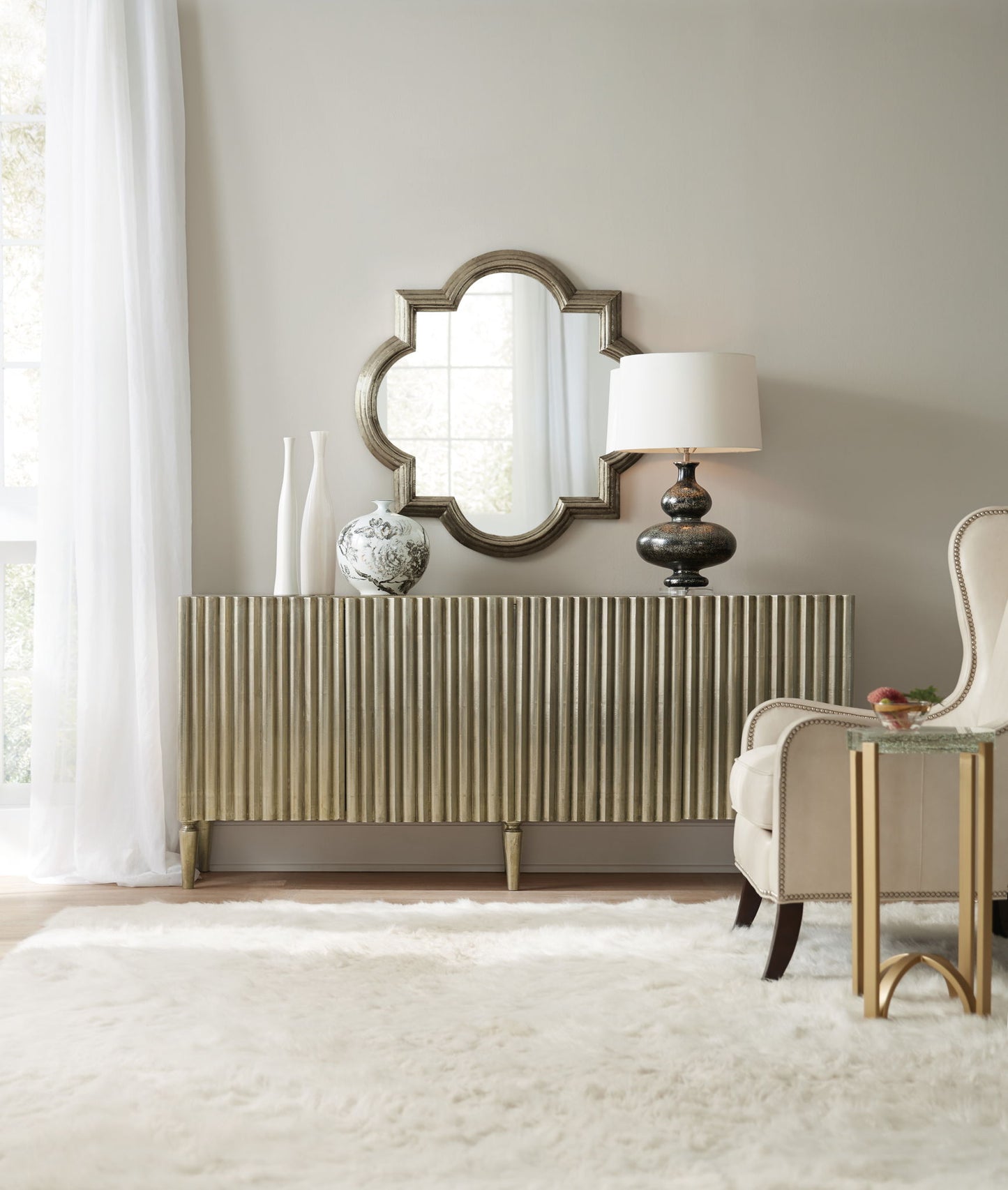 Home Accent - German Silver Console - Pearl Silver