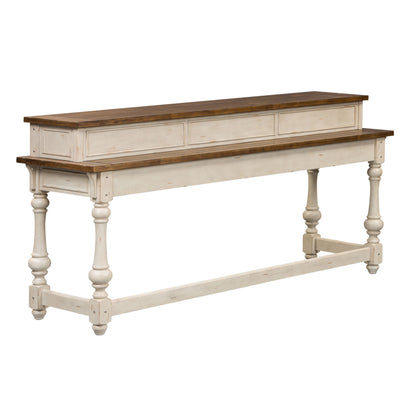 Morgan Creek - Console Bar Table - Antique White / Wirebrushed Tobacco Accents