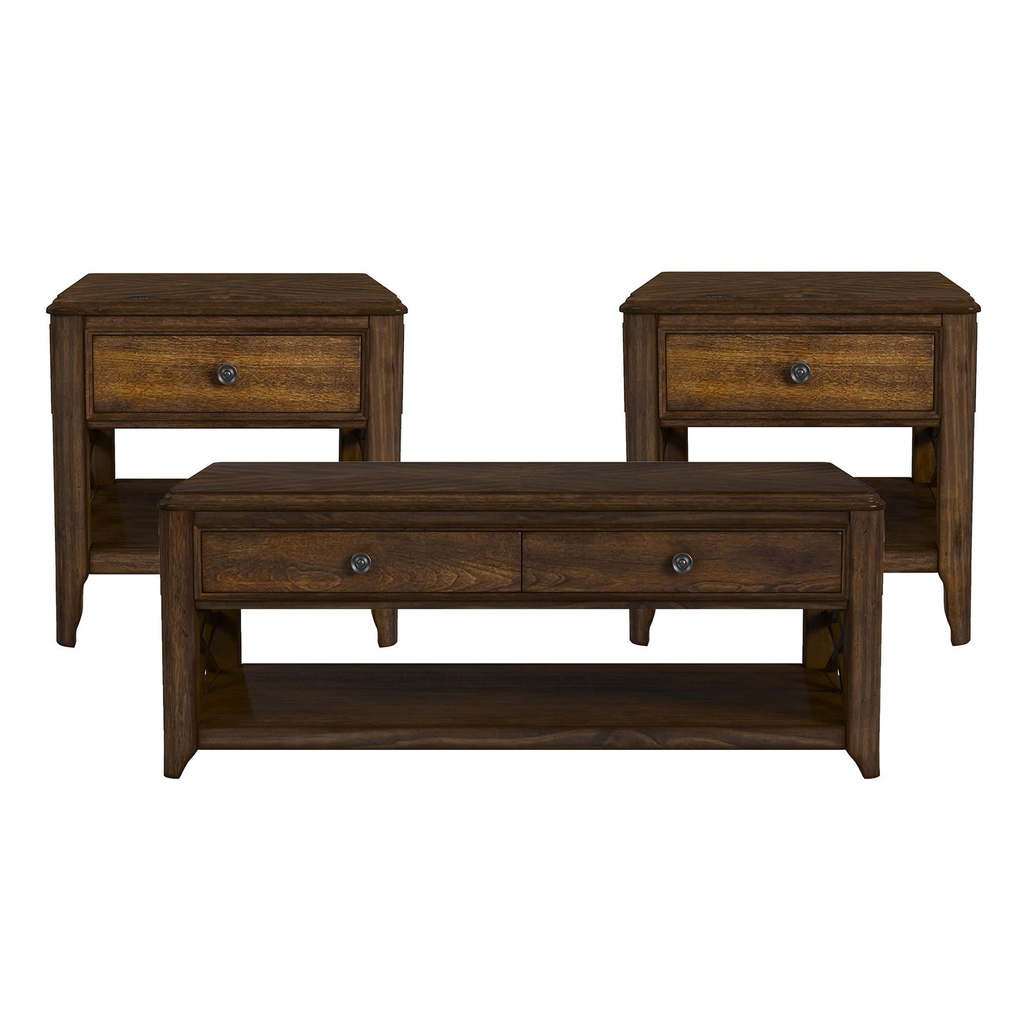 Phillipe - 3 Piece Occasional Table Set (Coffee Table & Two End Table) - Cherry