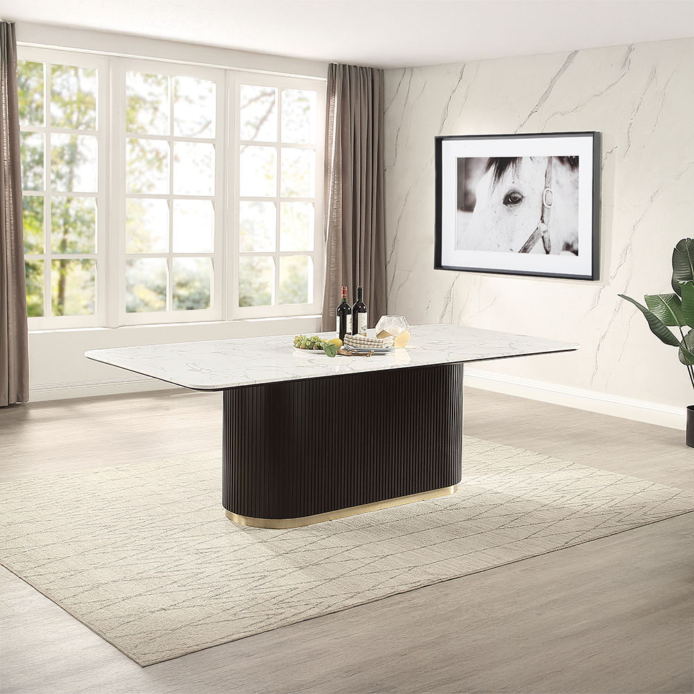 Clayten - Dining Table With Natural Marble Top