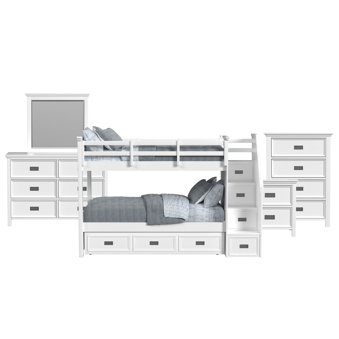 Hampton Kids - Bunk With Staircase And Trundle Bedroom Set